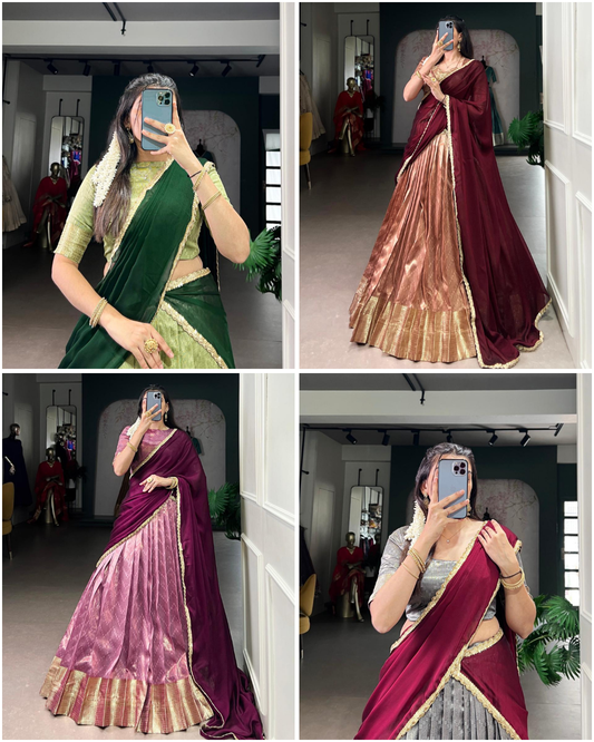 Royal Dupion Silk Zari Woven Lehenga with Zari Shimmer Dupatta