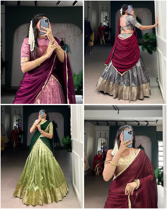 Royal Dupion Silk Zari Woven Lehenga with Zari Shimmer Dupatta